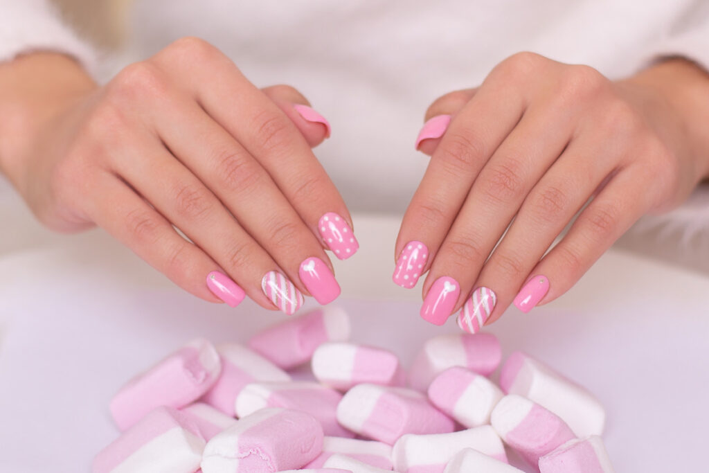 Nails pink & white, Kay Nails Spa